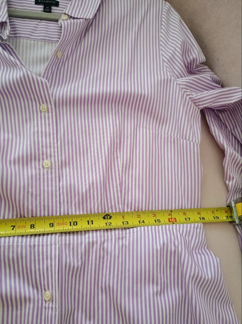Talbots Lilac Stripe Shirt Dress with Tie Waist - Picture 6 of 6